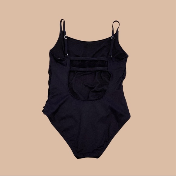 Kona Sol Elegant Tie Front One Piece Black Swimsuit, size Medium 😎 - Picture 2 of 8
